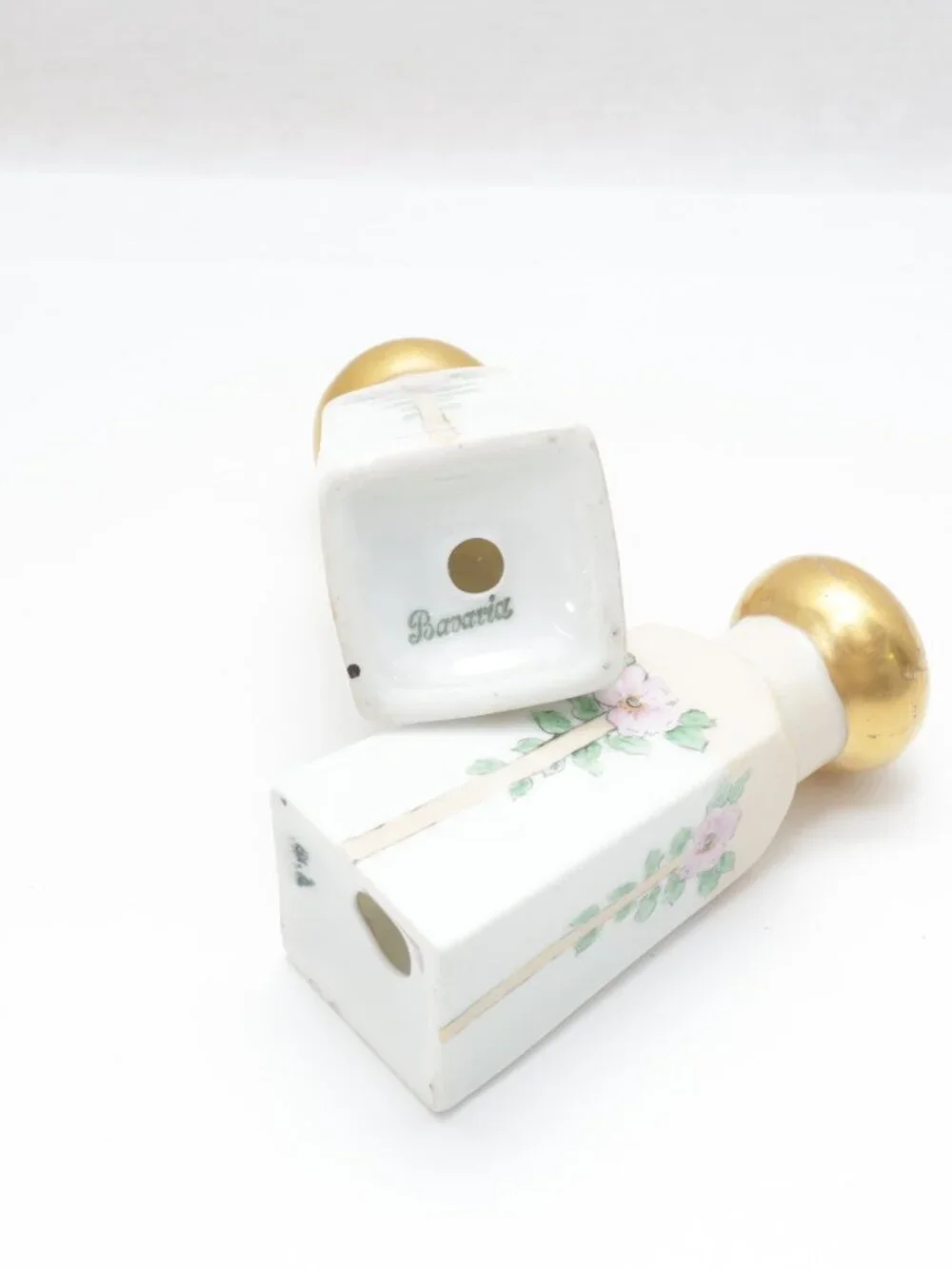 Hand Painted Bavarian Porcelain Salt and Pepperr ShakeSet Floral Design